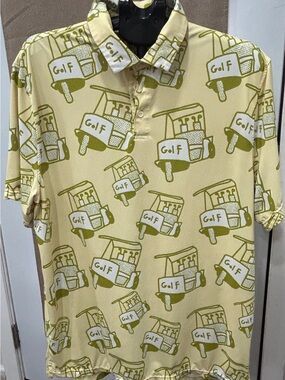 Ost Golf Cart Print Polo - Yellow/Olive